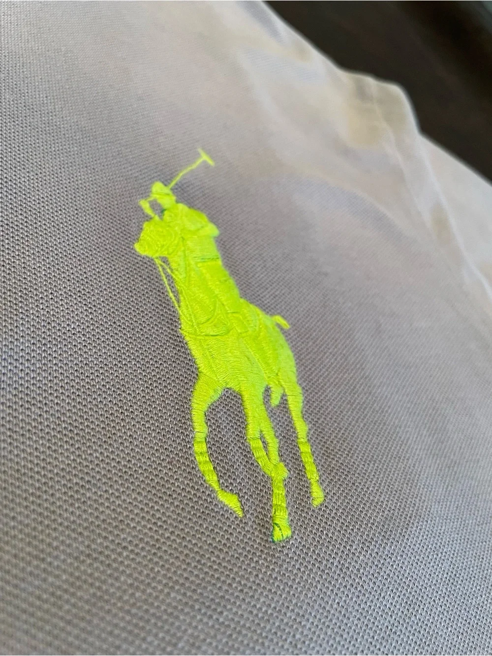 Ralph Lauren Men’s Light Grey Polo with Neon Yellow Pony